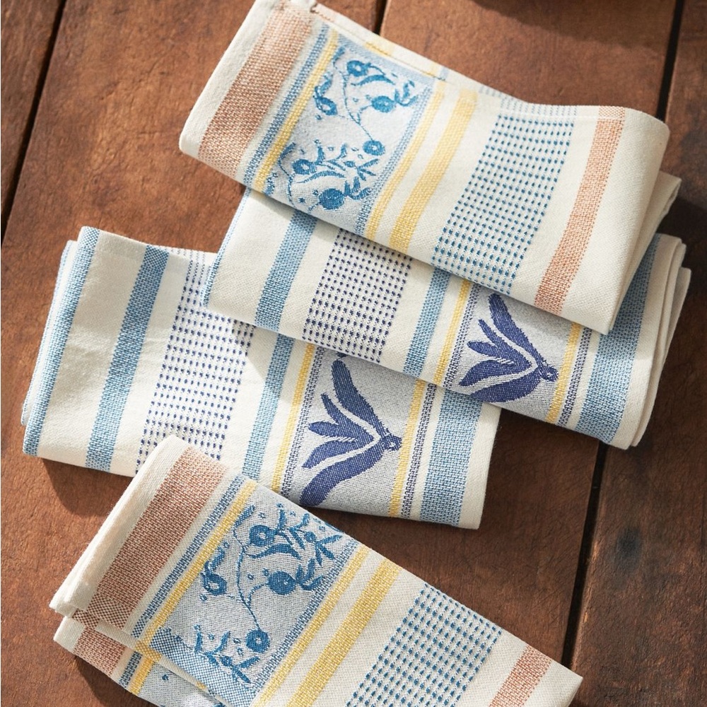 Anthropologie Mediterranean Dish Jacquard Napkins Set/4 NWT